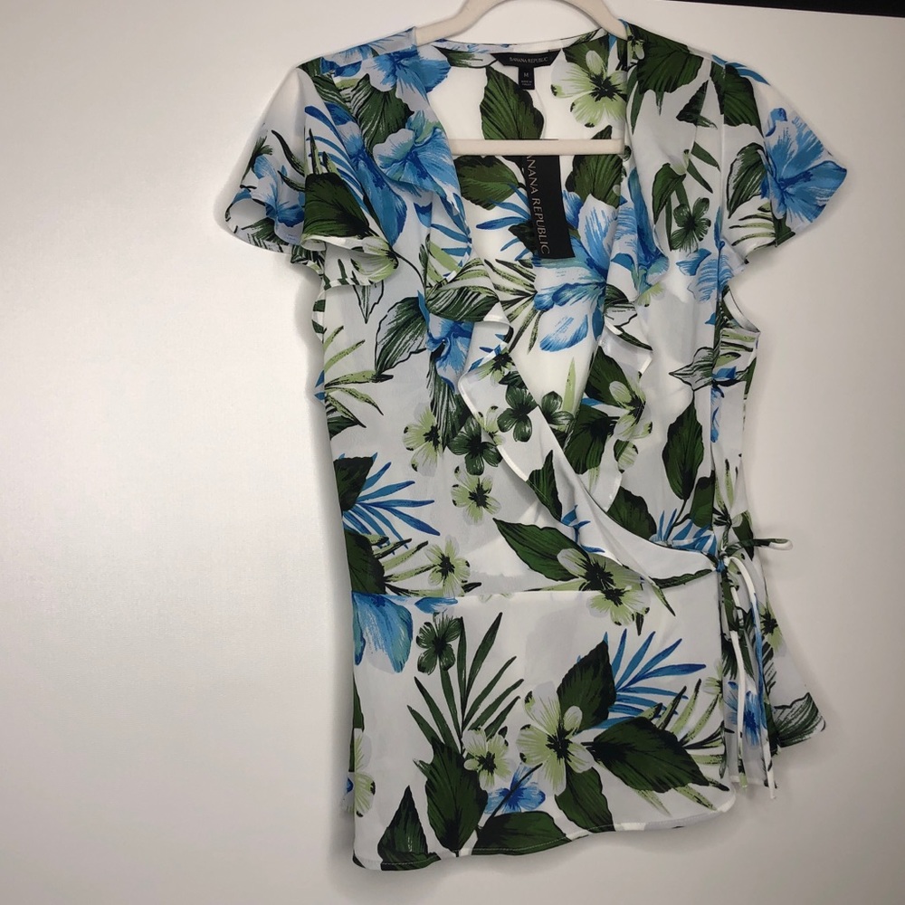 Banana Republic | Floral Chiffon Wrap Shirt